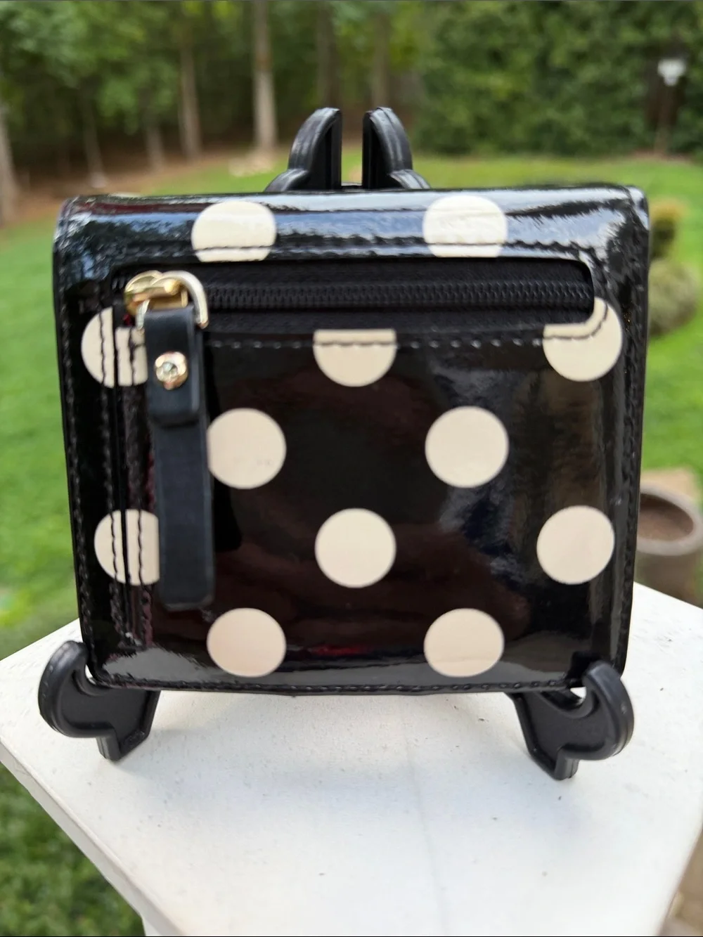 kate spade Black Patent Polka Dot Wallet with Cream Dots - Picture 4 of 16